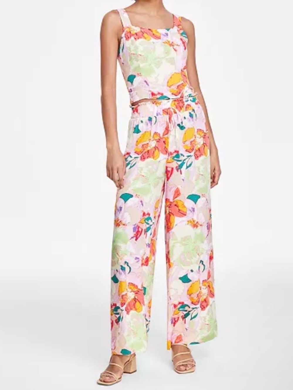 Bar III Floral Wide-Leg Matching Pants Set